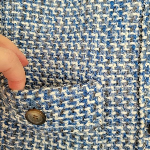 COPY - Talbots petite tweed blazer suit jacket size 4P blue white . - Picture 3 of 11